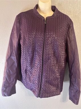 Colleen Lopez Purple Woven Leather Jacket